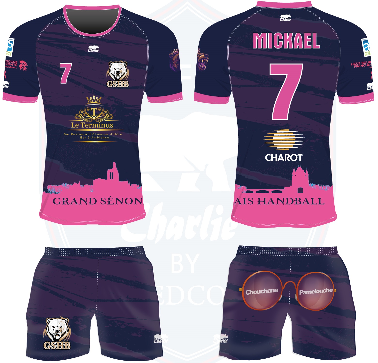 Tenue de match violet et rose